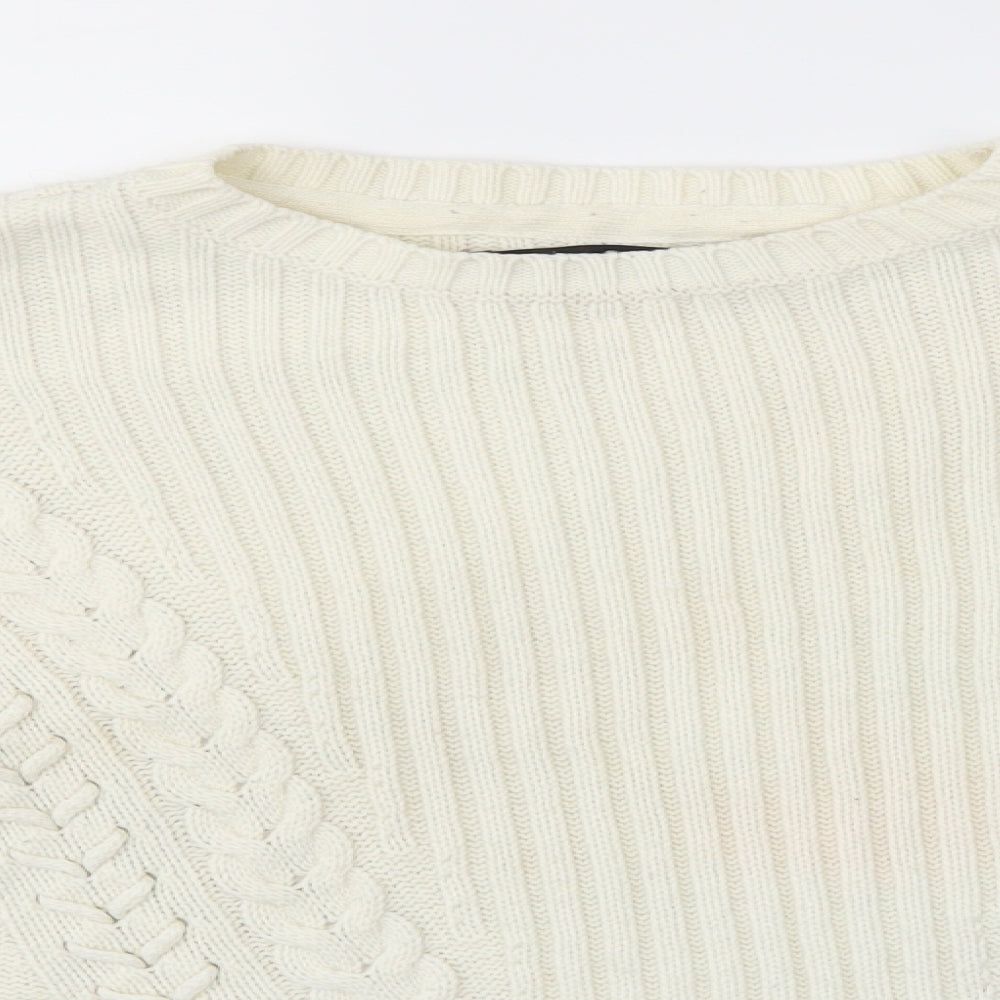 Select Womens White  Knit Pullover Jumper Size S