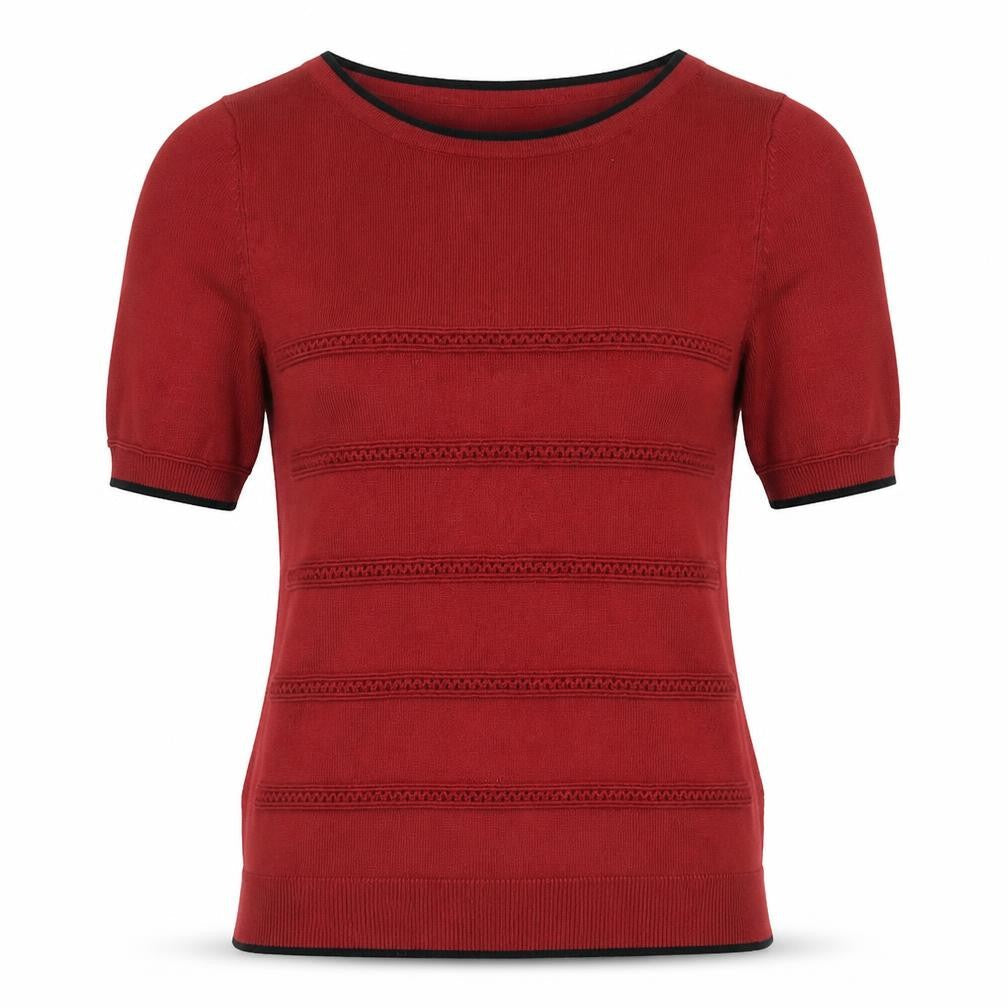 Front view of Principles women’s red knit jumper, size UK 10