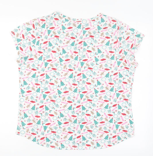 Matalan Womens Multicoloured Geometric  Top Pyjama Top Size 12  - Christmas Prints