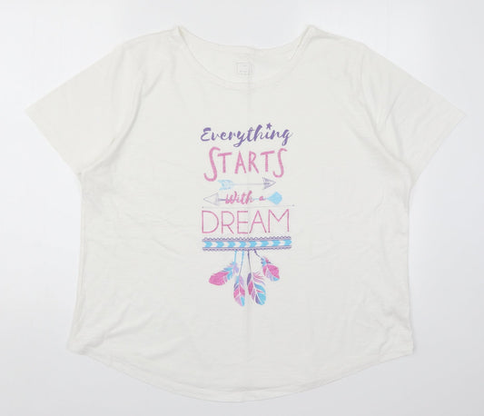Matalan Womens White Solid  Top Pyjama Top Size M  - Everything Starts with a Dream
