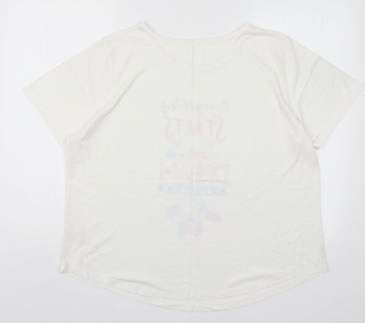Matalan Womens White Solid  Top Pyjama Top Size M  - Everything Starts with a Dream