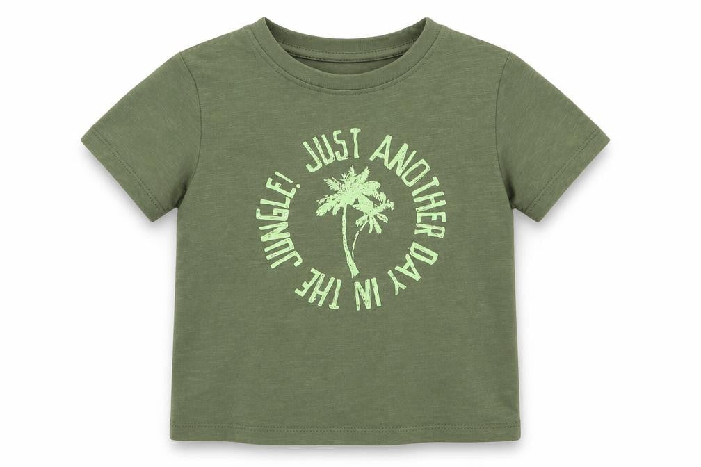 Primark Boys Green   Basic T-Shirt Size 2-3 Years  - Just Another Day in the Jungle