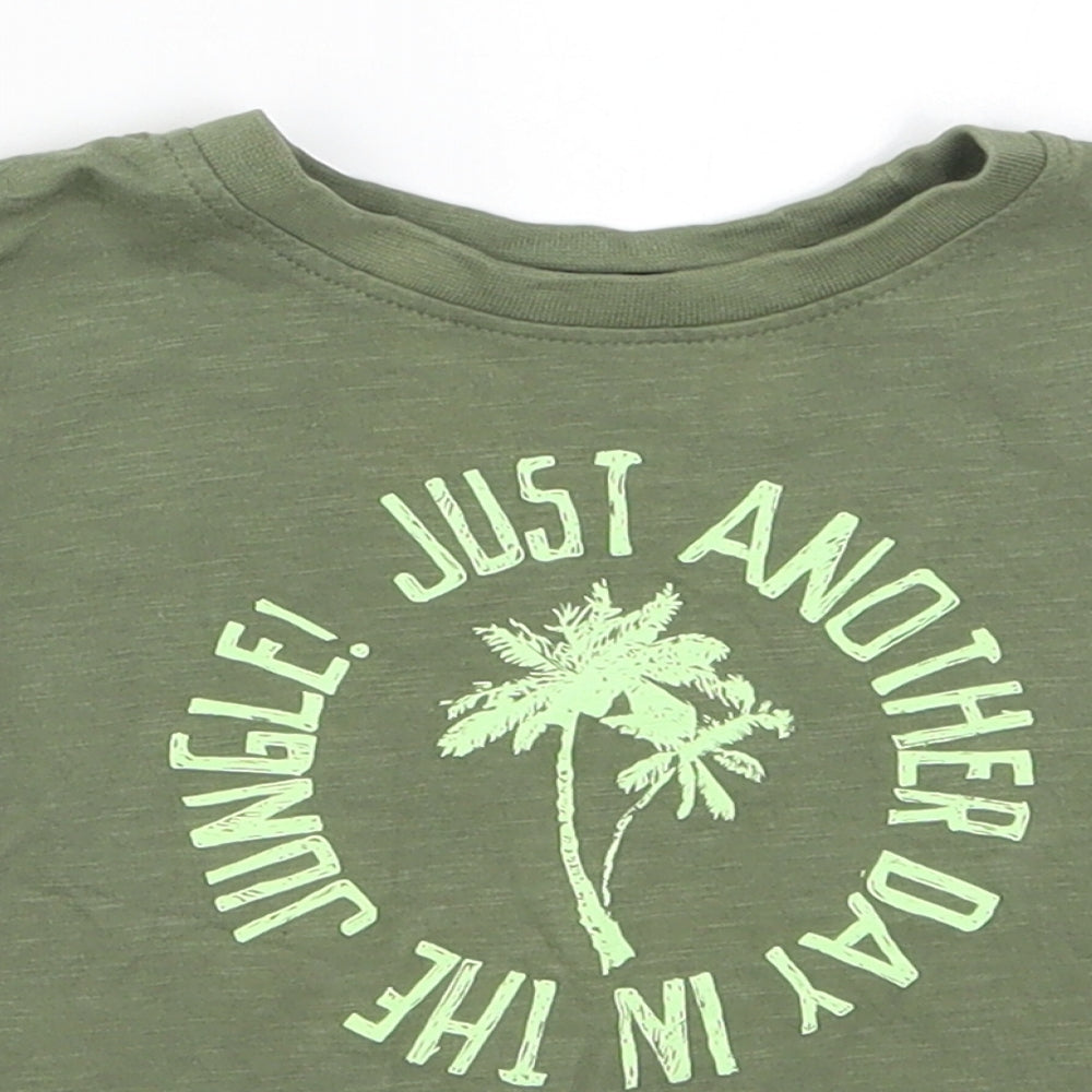 Primark Boys Green   Basic T-Shirt Size 2-3 Years  - Just Another Day in the Jungle