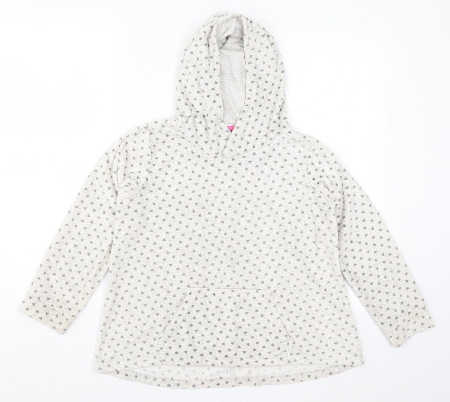 Nutmeg Girls Grey Geometric  Pullover Hoodie Size 8-9 Years  - Love Hearts