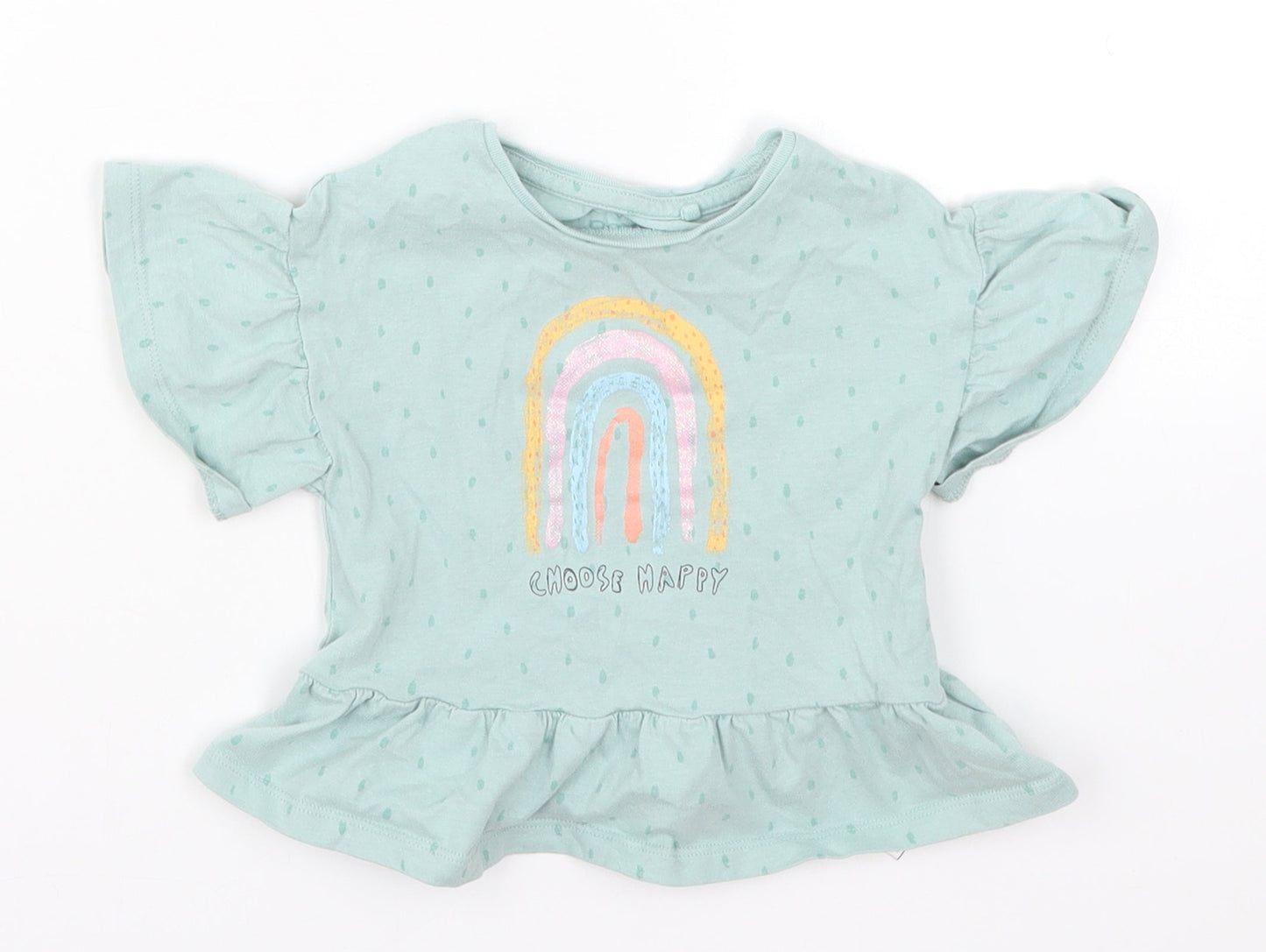 NEXT Girls Blue Polka Dot  Basic T-Shirt Size 9-12 Months  - Choose Happy Rainbow