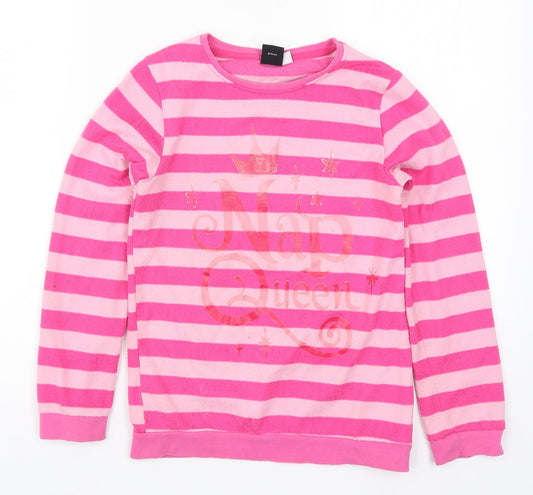F&F Girls Pink Striped  Top Pyjama Top Size 9-10 Years  - Nap Queen