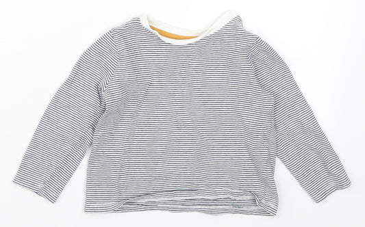 Fred & Flo Boys Blue Striped  Basic T-Shirt Size 12-18 Months