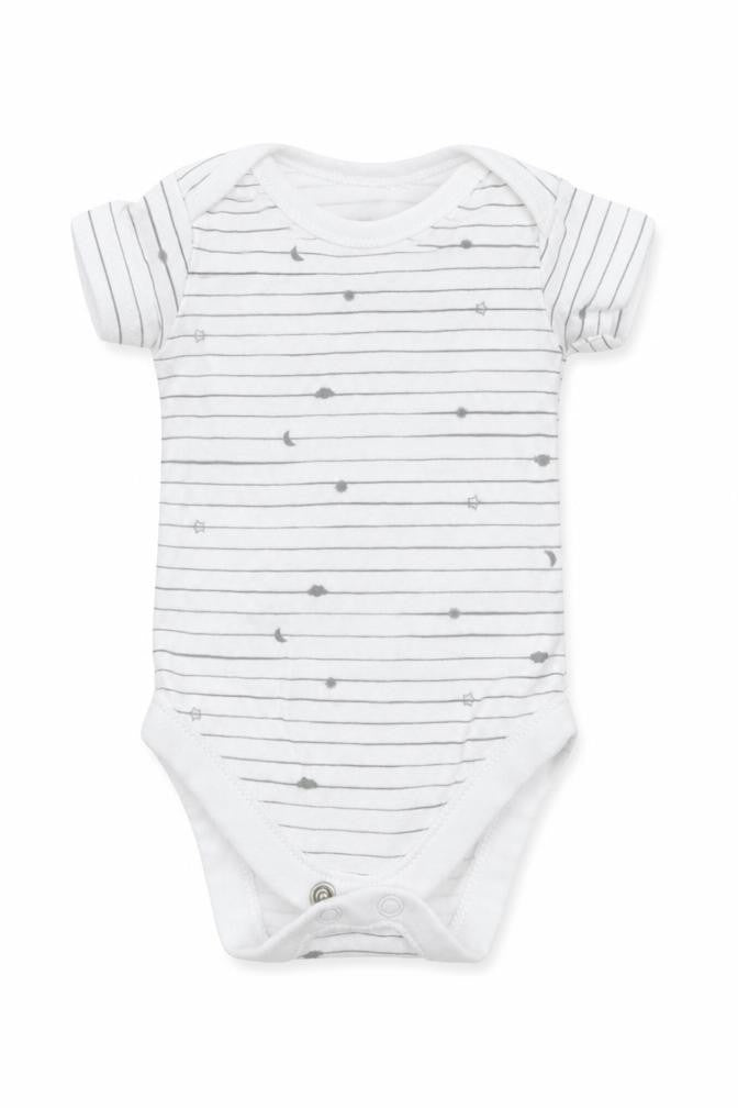Nutmeg Baby White Striped  Babygrow One-Piece Size Newborn  - Stars Moon Clouds