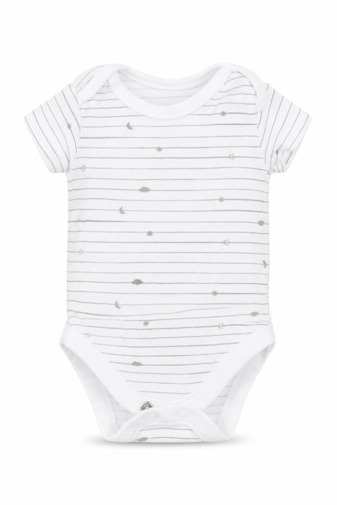 Nutmeg Baby White Striped  Babygrow One-Piece Size Newborn  - Stars Moon Clouds