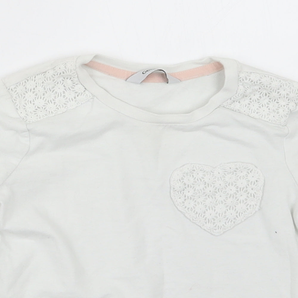 George Girls White   Basic T-Shirt Size 3-4 Years
