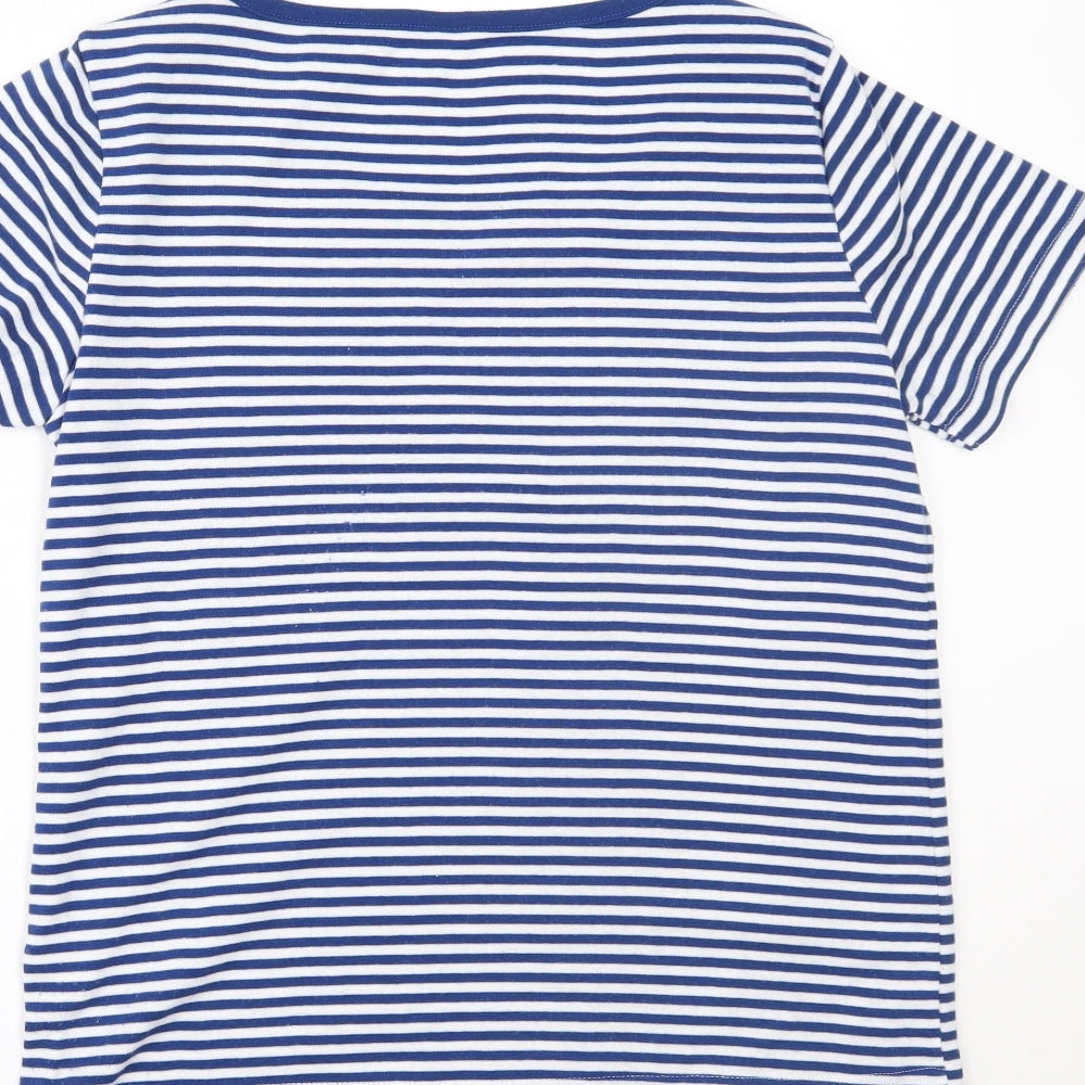 BM Womens Blue Striped  Basic T-Shirt Size S