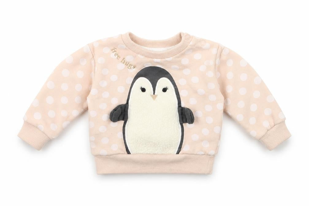 Primark Baby Pink Polka Dot  Pullover Jumper Size 0-3 Months  - PENGUIN