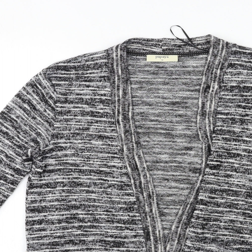 Papaya Womens Black  Knit Cardigan Jumper Size 12