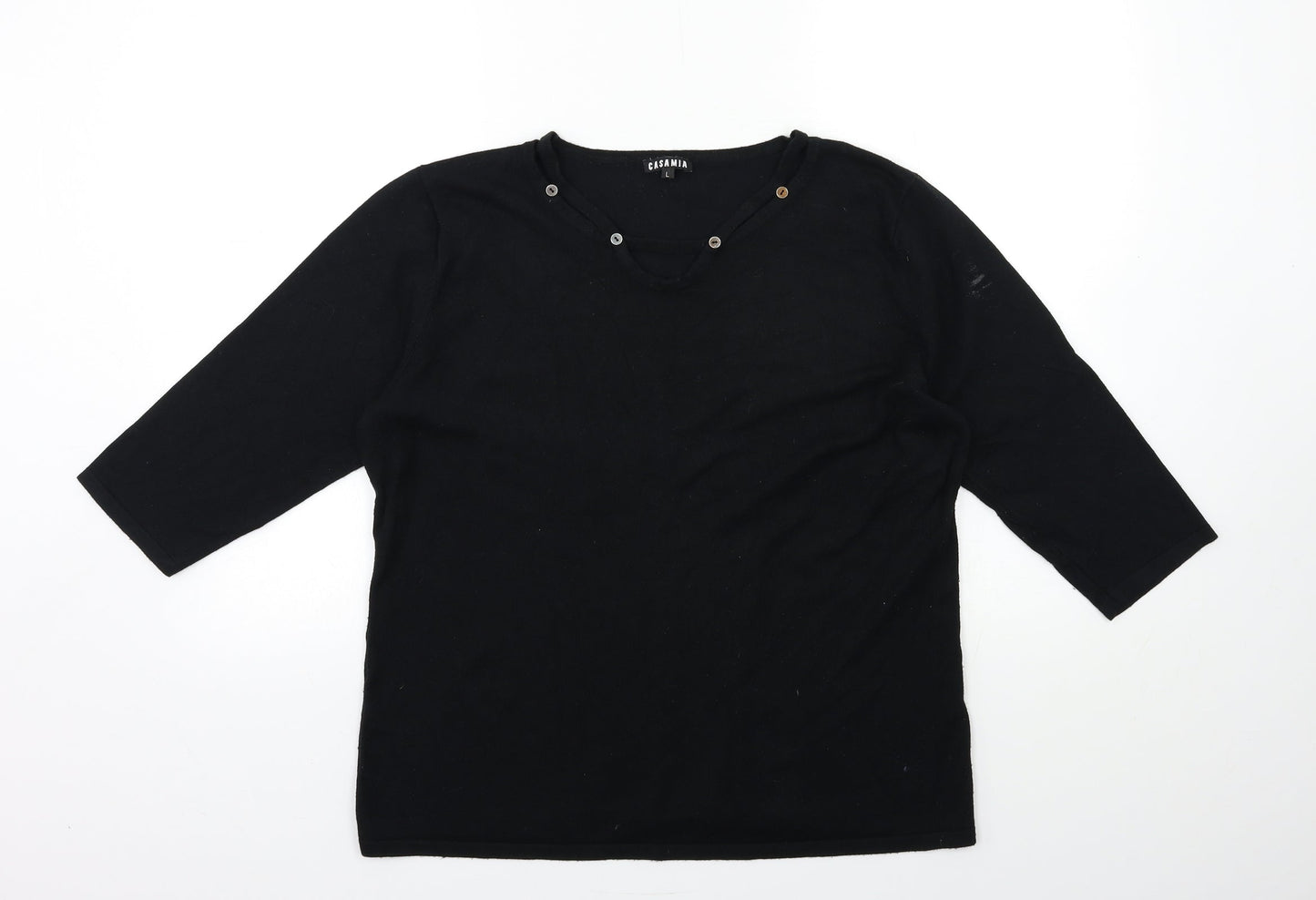 casamia Womens Black  Knit Pullover Jumper Size L