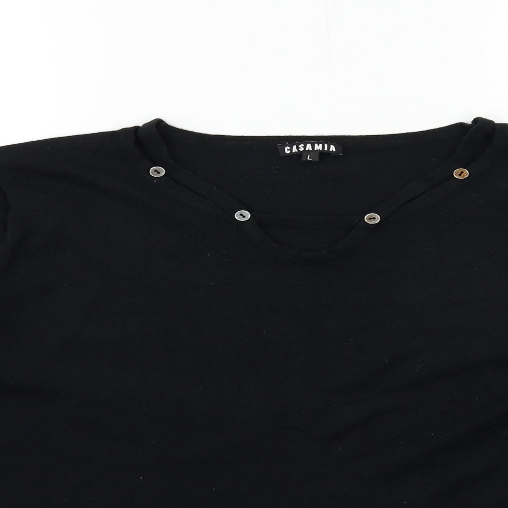 casamia Womens Black  Knit Pullover Jumper Size L