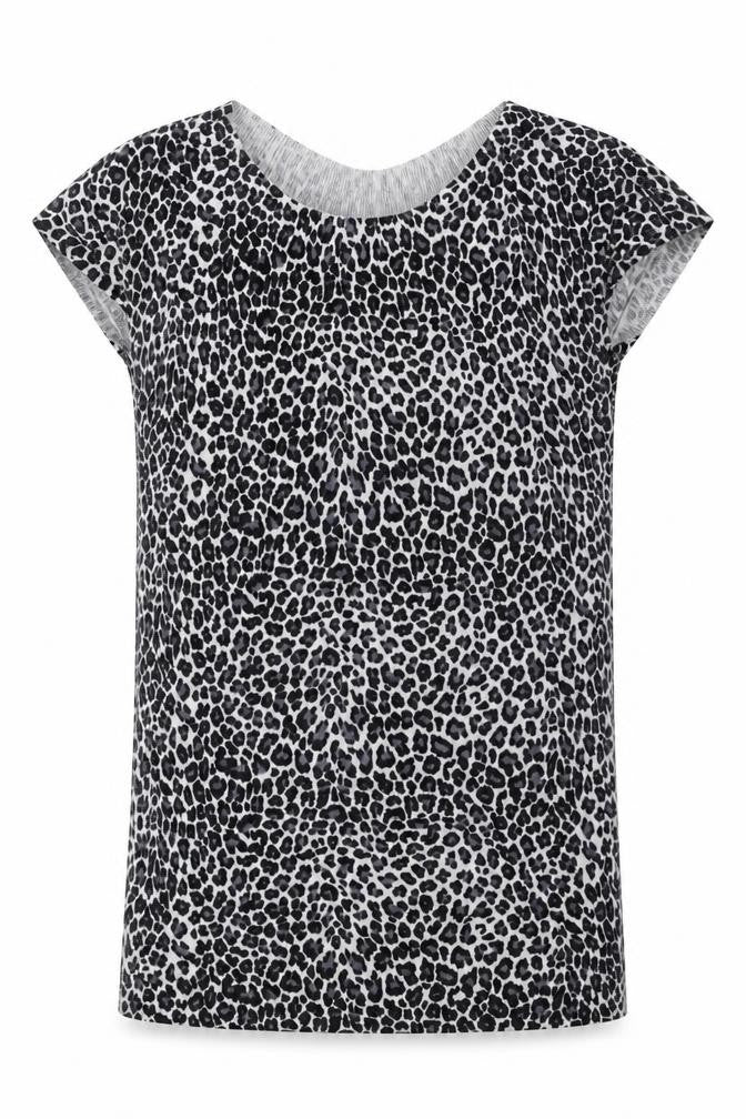 Front view of Papaya women’s grey animal print knit jumper, size UK 16