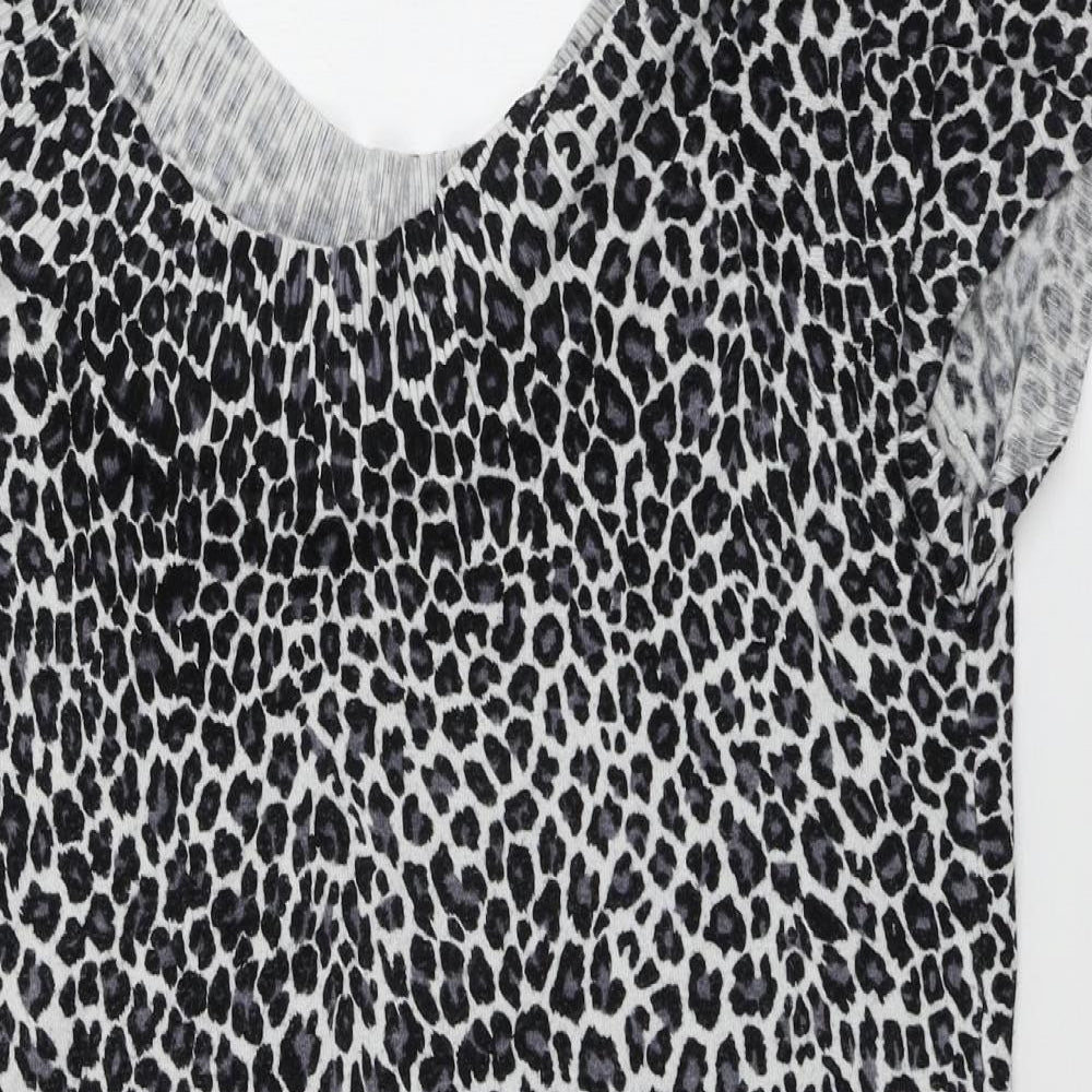 Papaya Womens Grey Animal Print Knit Pullover Jumper Size 16