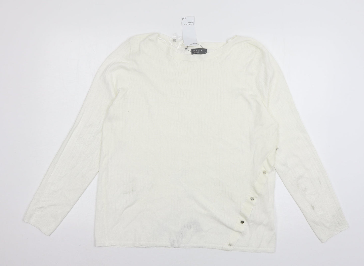Papaya Womens White  Knit Pullover Jumper Size 20