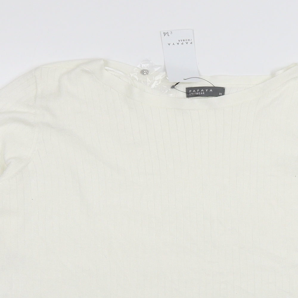 Papaya Womens White  Knit Pullover Jumper Size 20