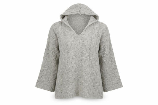 Preworn Womens Grey  Knit Pullover Hoodie Size L