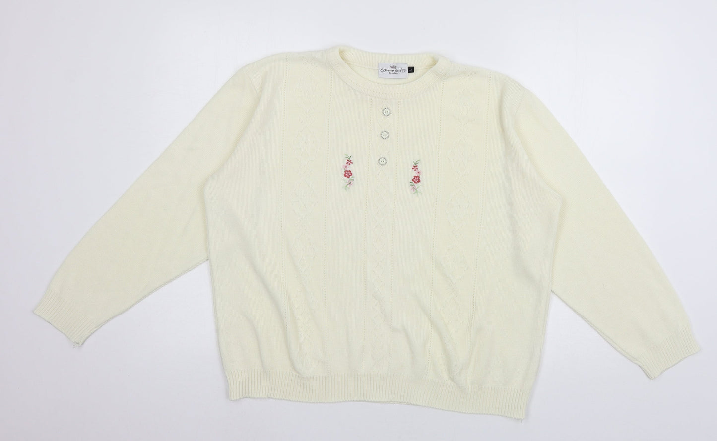 Merry Gold Womens Ivory  Knit Pullover Jumper Size L
