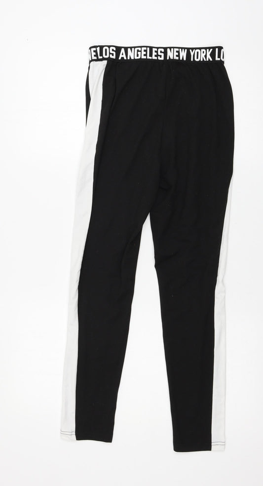 SheIn Womens Black Striped Jersey Capri Leggings Size S L26 in
