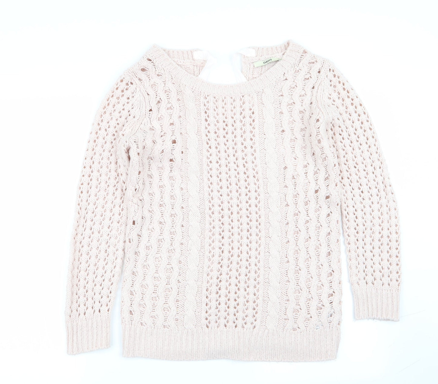 Oasis Womens Pink Geometric  Pullover Jumper Size XS