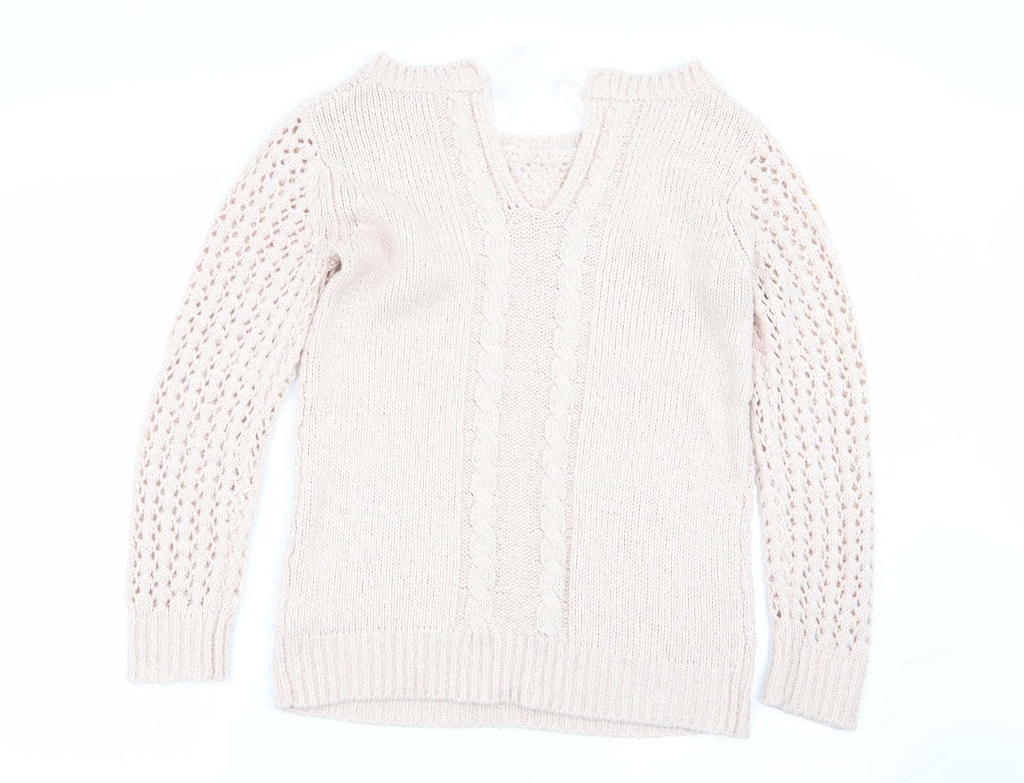 Oasis Womens Pink Geometric  Pullover Jumper Size XS