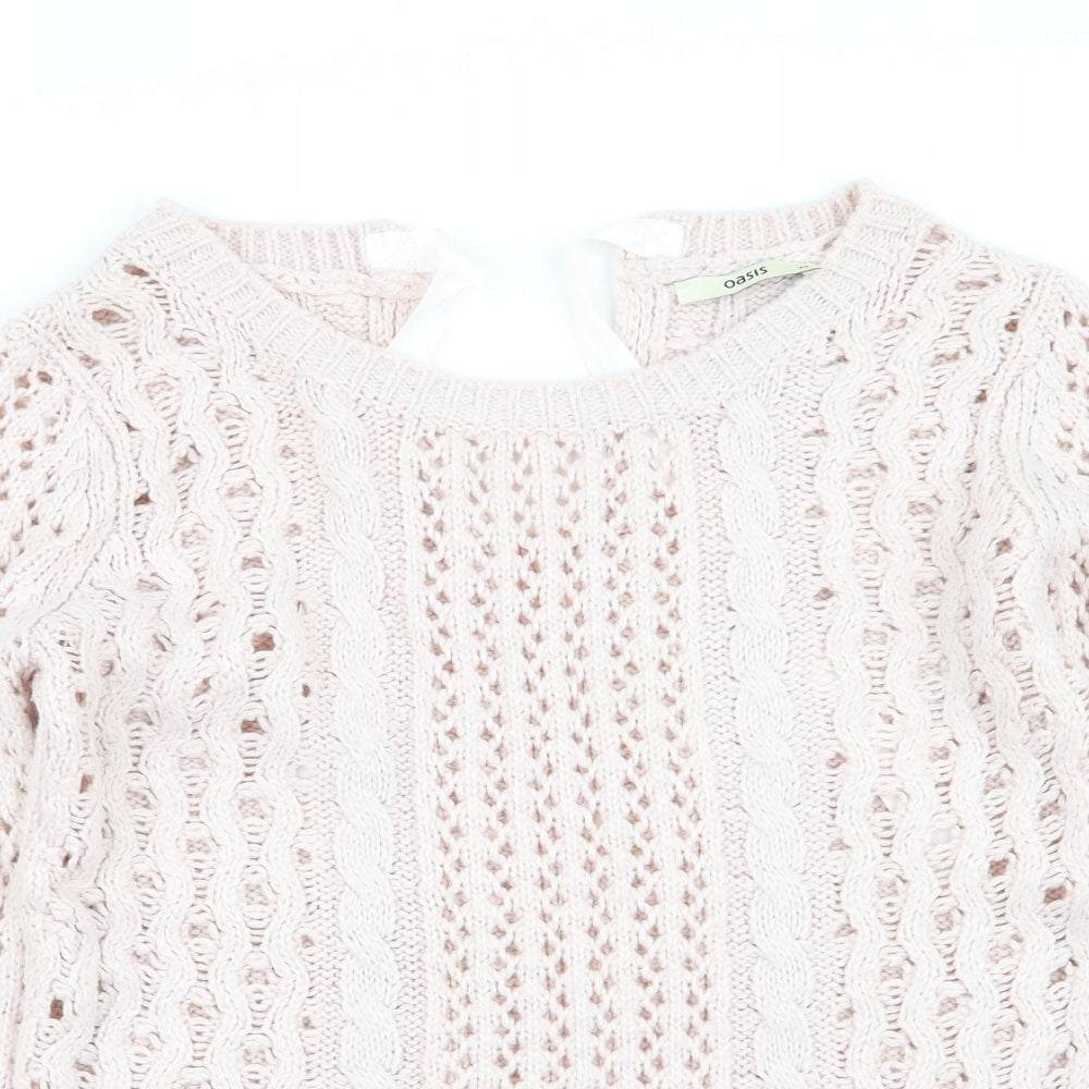 Oasis Womens Pink Geometric  Pullover Jumper Size XS