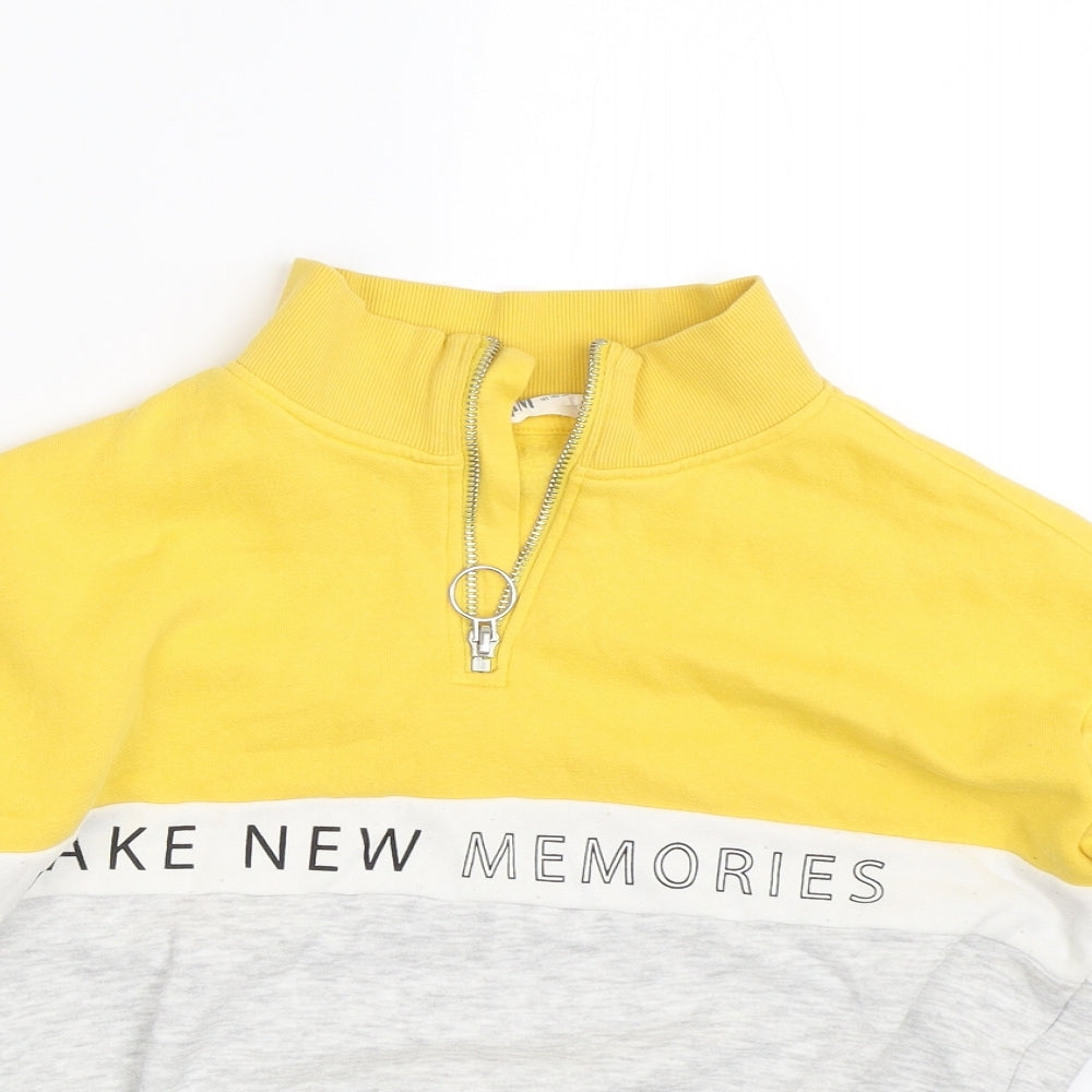 H&M Girls Yellow Striped  Pullover Sweatshirt Size 10-11 Years