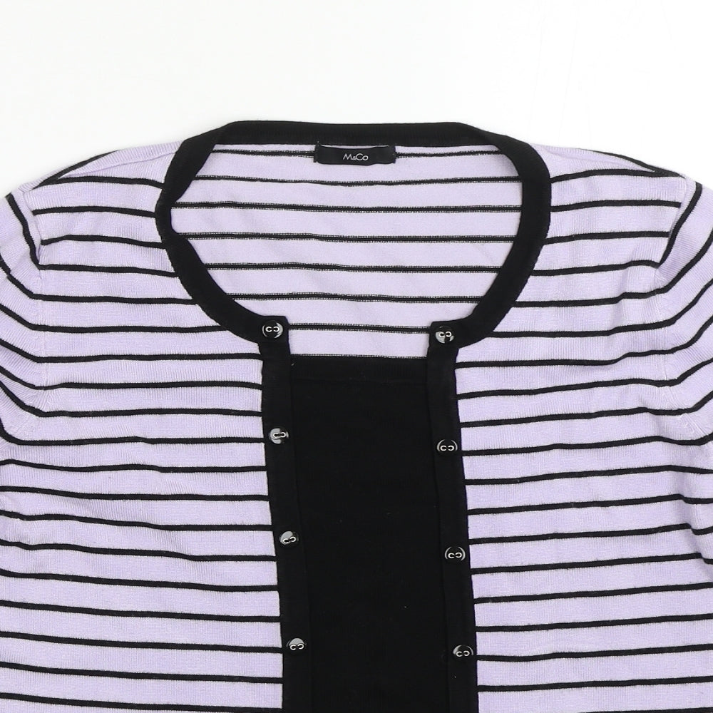 M&Co Womens Purple Striped  Pullover Jumper Size 12