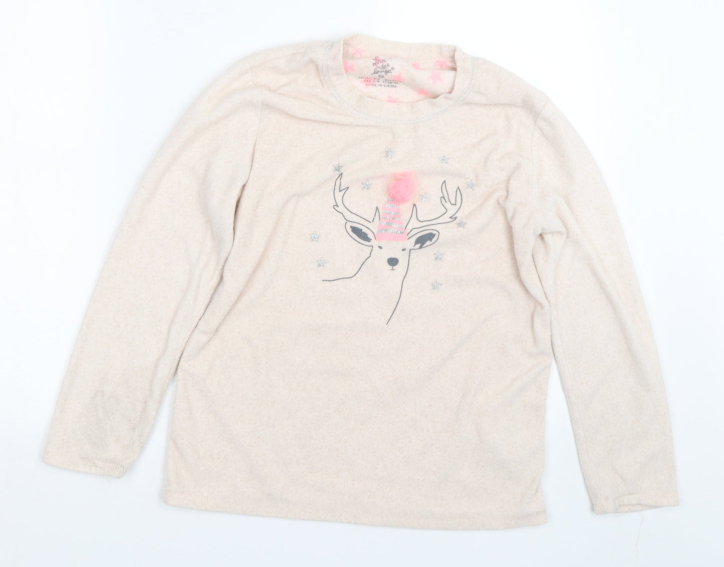 Primark Womens Beige   Top Pyjama Top Size XS  - Reindeer