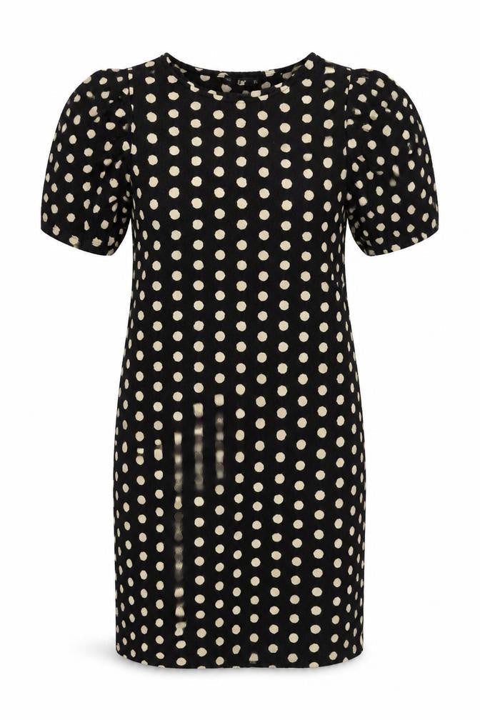 F&F Womens Black Polka Dot  T-Shirt Dress  Size 8