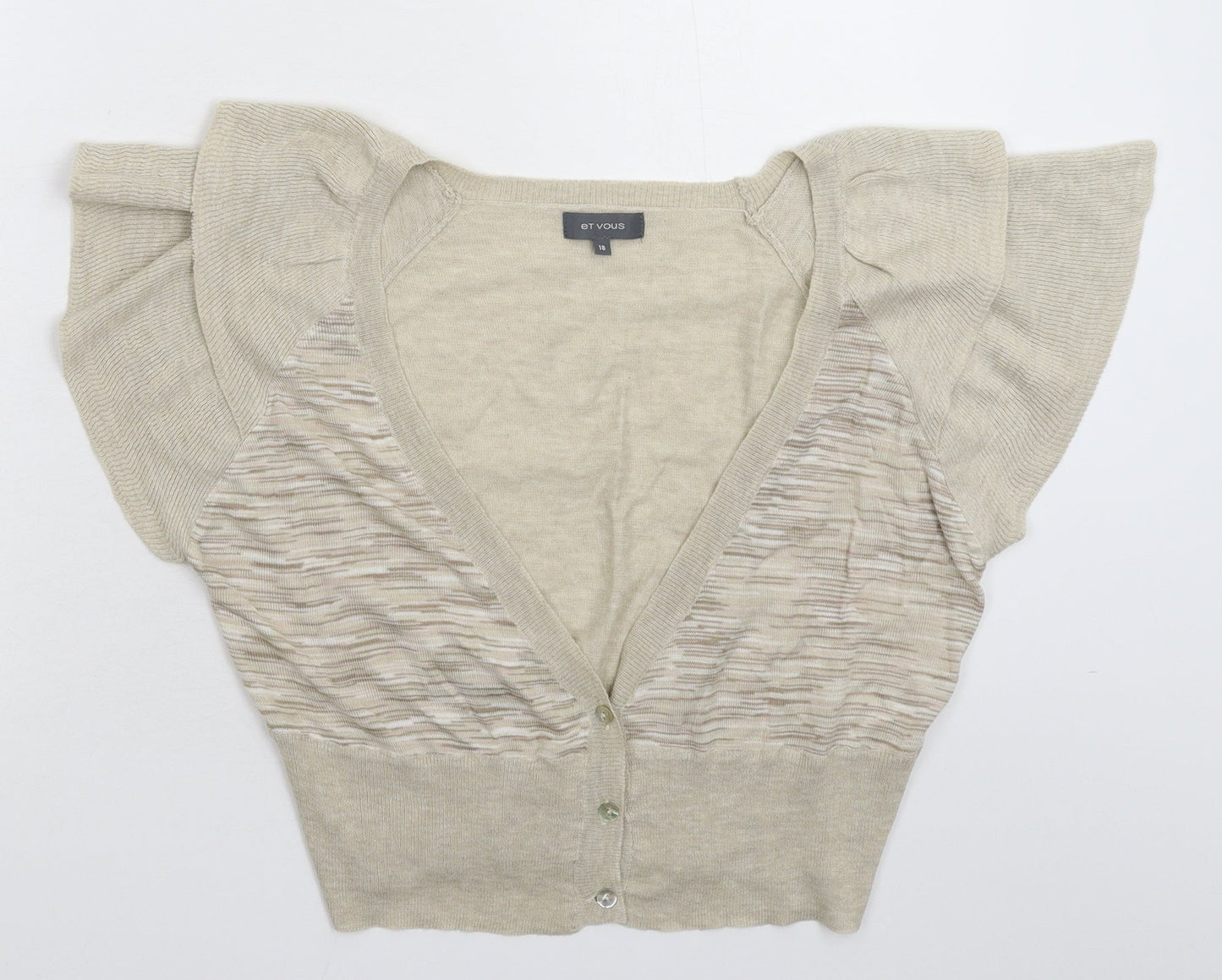 Et Vous Womens Beige  Knit Cardigan Jumper Size 18