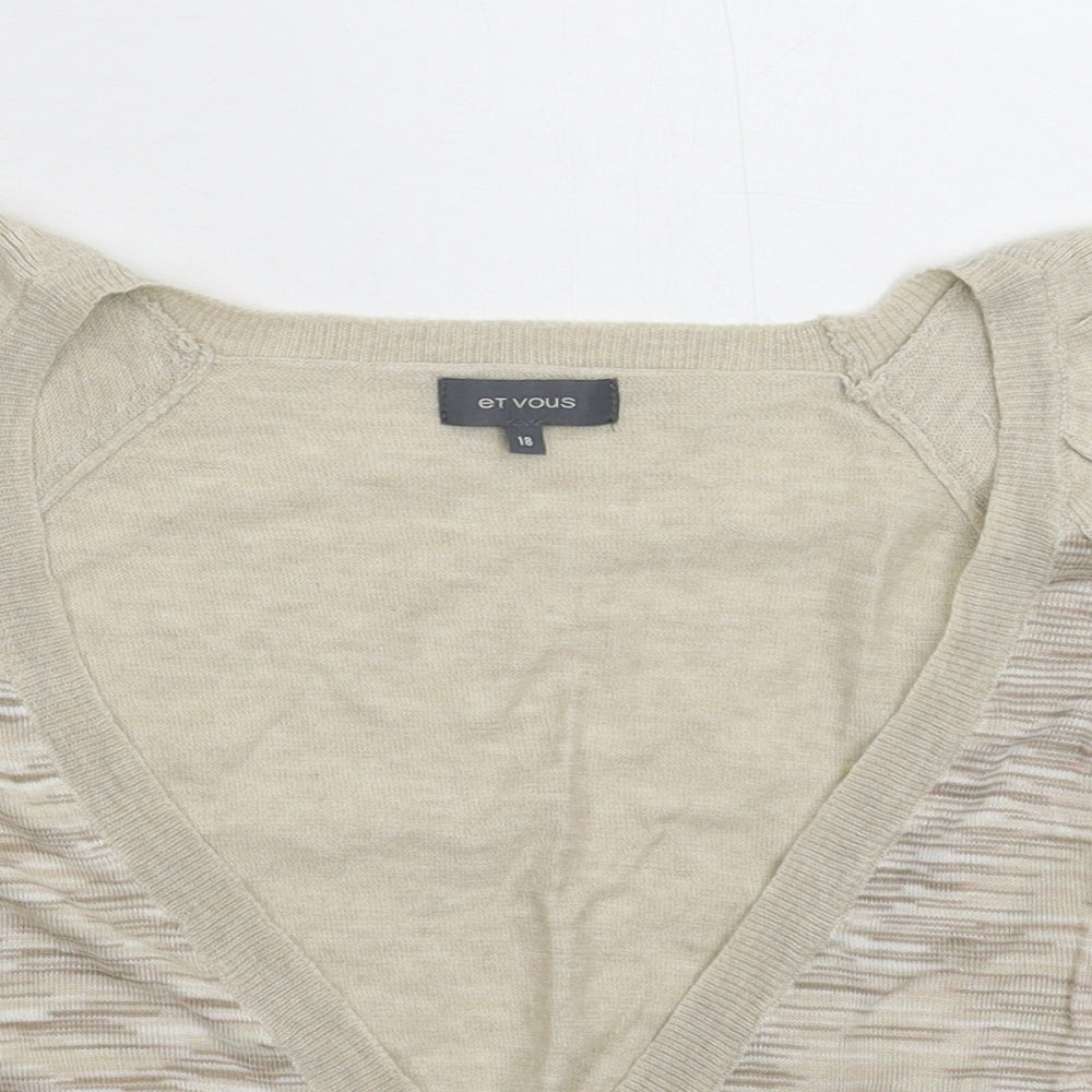 Et Vous Womens Beige  Knit Cardigan Jumper Size 18