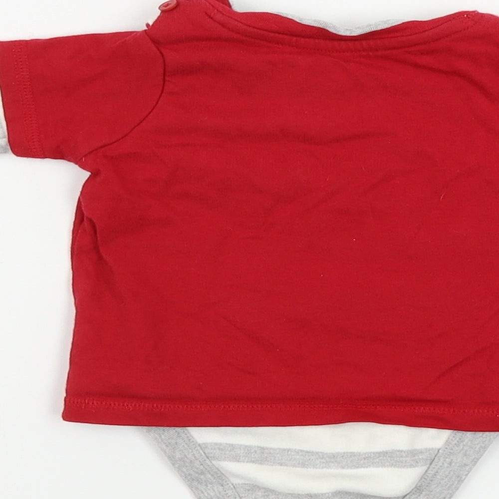 George  Boys Red Striped  Babygrow One-Piece Size 6-9 Months
