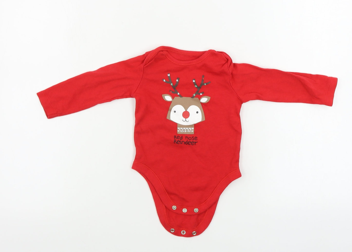 F&F  Boys Red   Babygrow One-Piece Size 6-9 Months  - Christmas babygrow