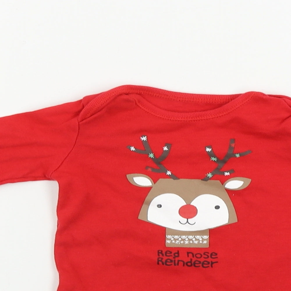 F&F  Boys Red   Babygrow One-Piece Size 6-9 Months  - Christmas babygrow