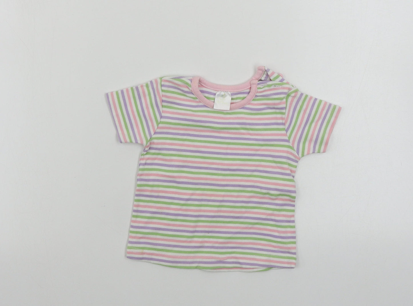 eddie Girls White Striped  Basic T-Shirt Size 9-12 Months