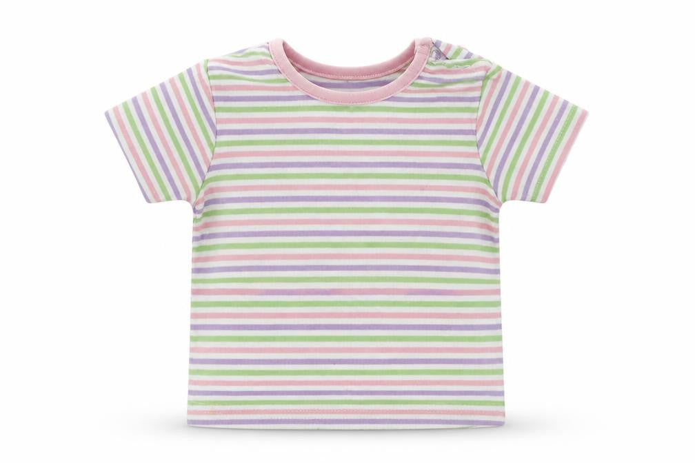 eddie Girls White Striped  Basic T-Shirt Size 9-12 Months