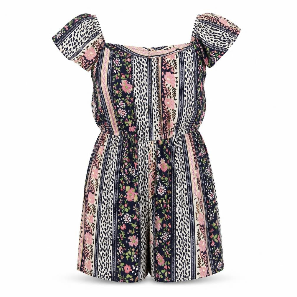 Front view of Atmosphere women’s black floral jumpsuit one-piece, size UK 8