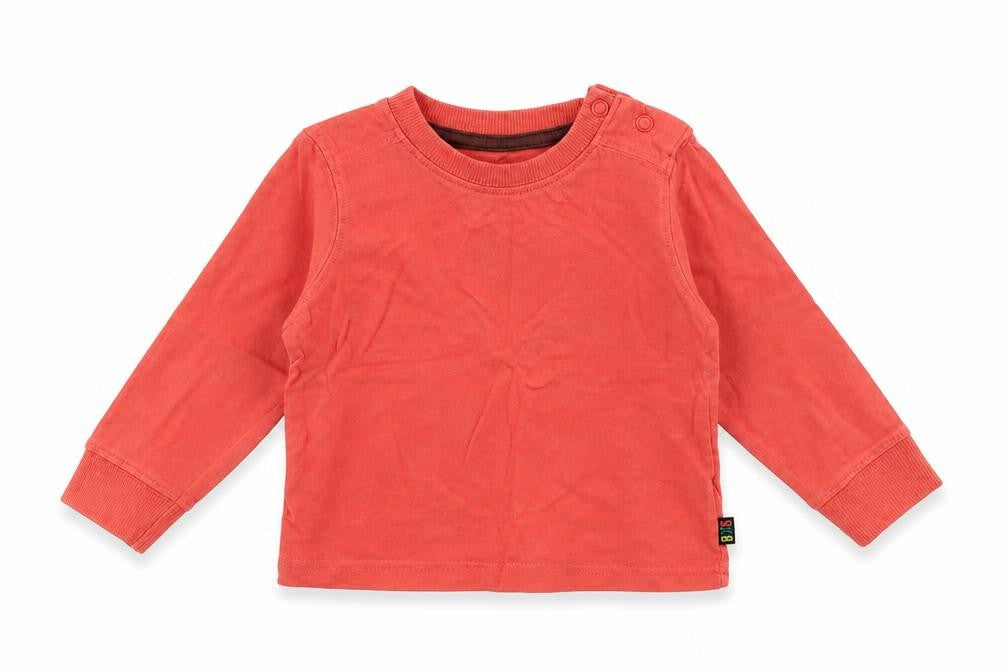 Front view of Mothercare boys’ red basic t-shirt, size 6-9, months