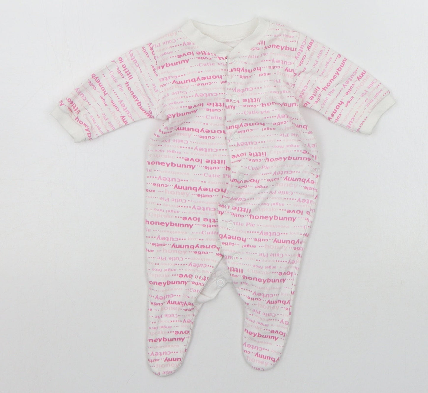 TESCO Baby White Geometric  Babygrow One-Piece Size Newborn