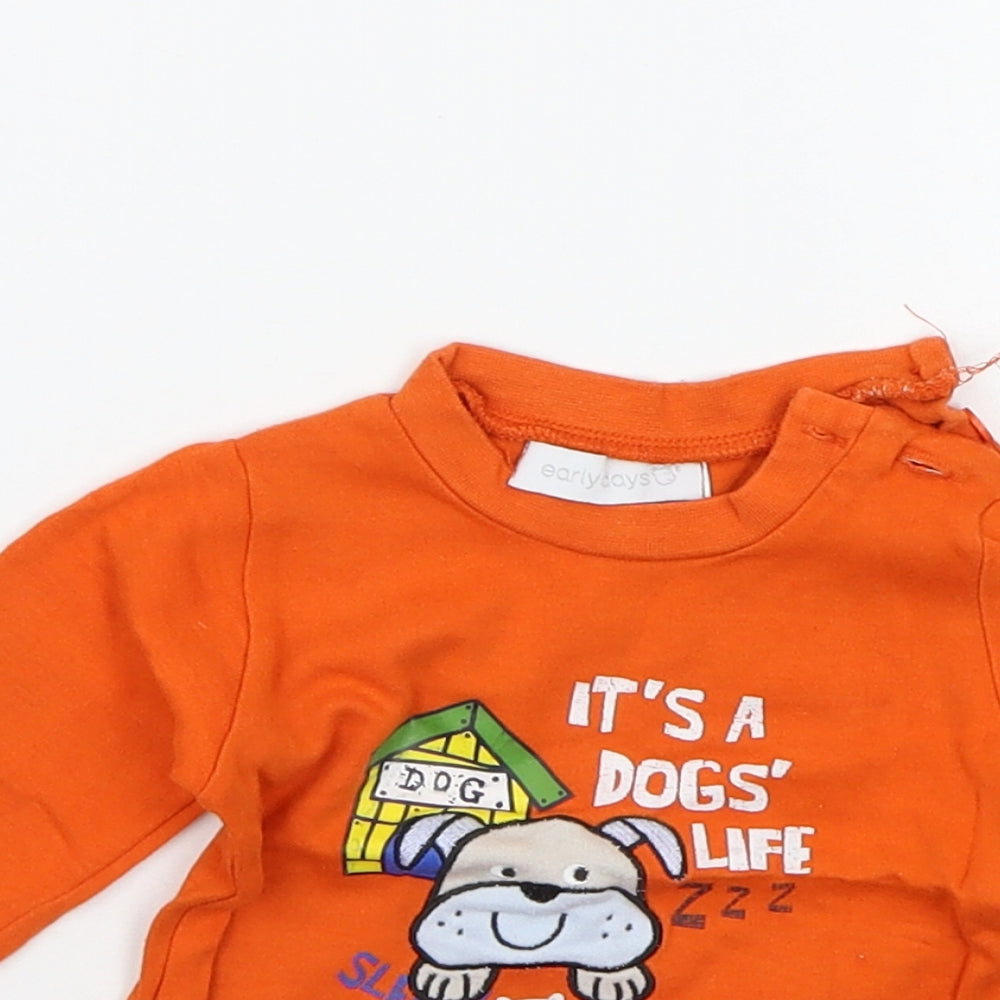 Earlydays Boys Orange Geometric  Basic T-Shirt Size 6-9 Months