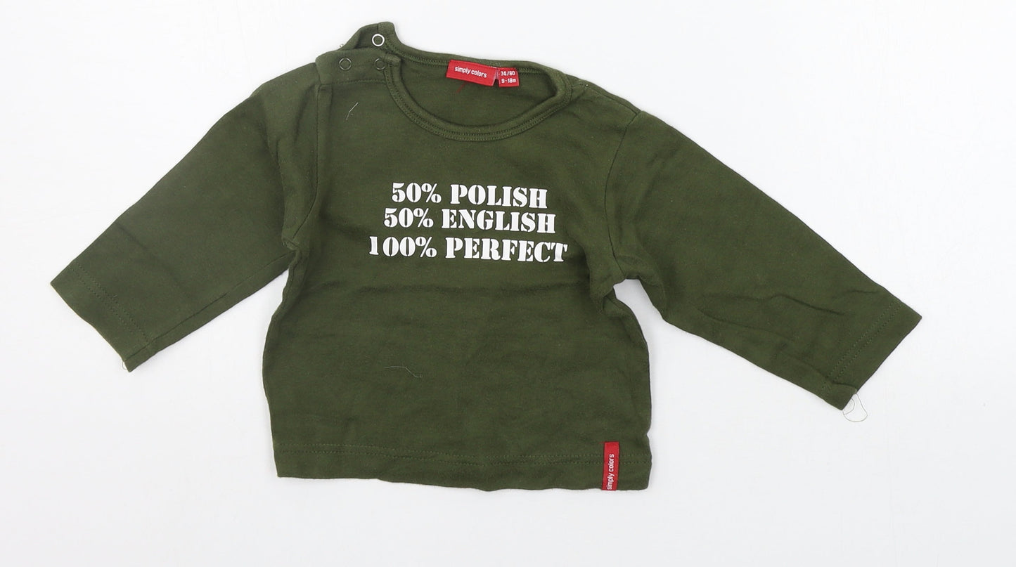 SIMPLY COLOURS Baby Green   Basic T-Shirt Size 9-12 Months