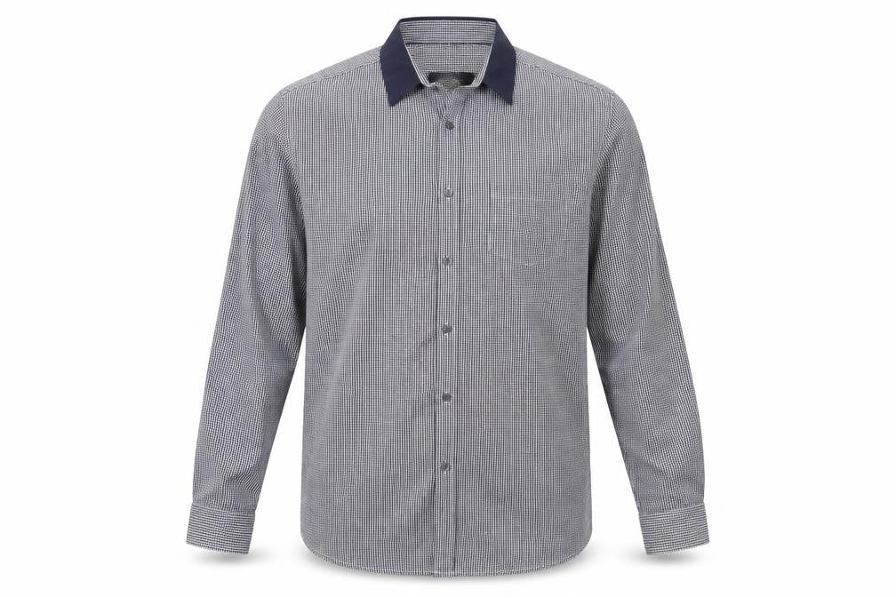 Retro Fire Mens Blue Check   Button-Up Size XL