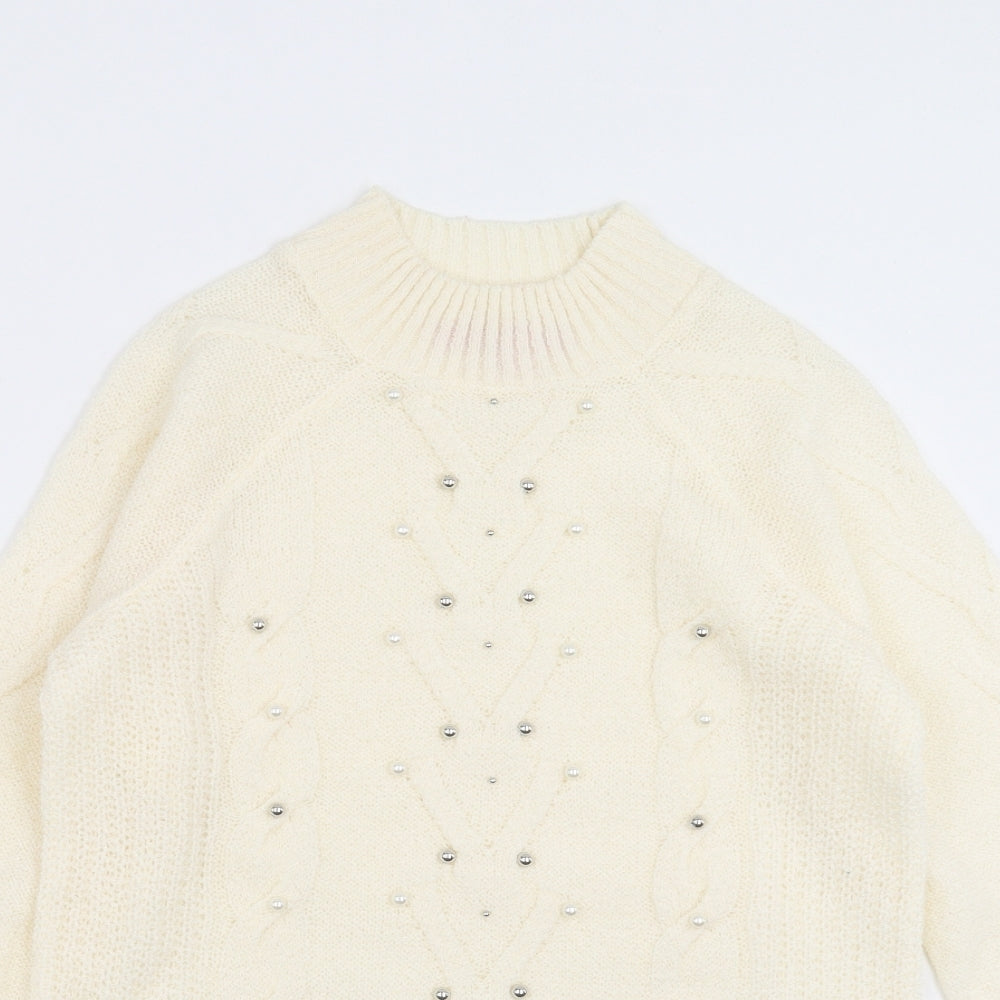 Together Womens Ivory  Knit Pullover Jumper Size 8  - beaded
