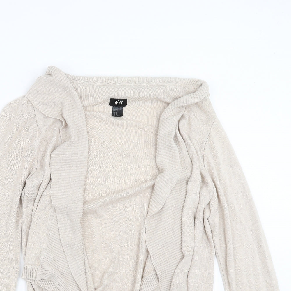 H&M Womens Beige  Knit Cardigan Jumper Size S