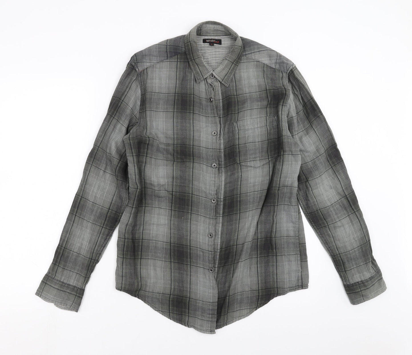 Preworn Mens Green Check   Button-Up Size M