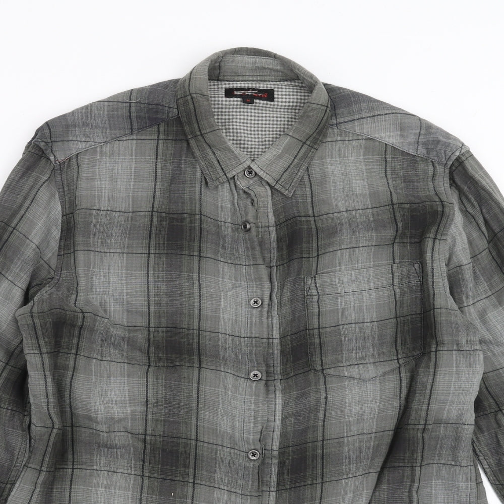 Preworn Mens Green Check   Button-Up Size M